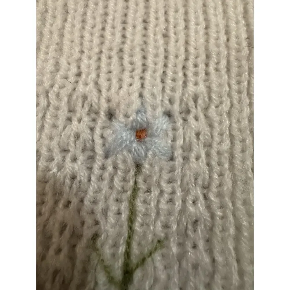 Vintage Little Ones Baby Girl 6-12 Months Embroidered Floral Sweater Made Greece